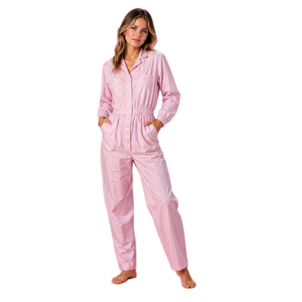 Vintage Joan Walters Women's Pink Sz 4  Long Sleeve Jumpsuit Retro Barbiecore